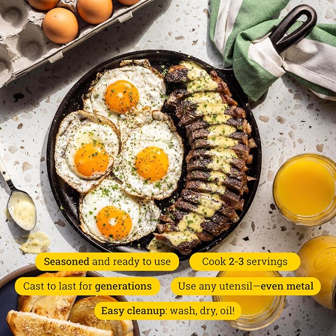 Lodge Round Seasoned Cast Iron Griddle, Round-Shaped, Pre-Seasoned Iron Griddle Pan - Non-Toxic, PFAS-Free Cookware - Compatible with Stovetop, Oven, Grill, or Campfire, 10.5 Inch (Pack of 3)