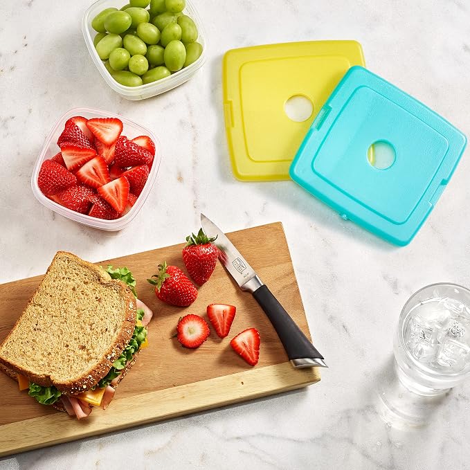 Cool Coolers by Fit + Fresh, 4 Pack Slim Ice Packs, Space Saving Reusable Ice Packs for Lunch Boxes or Coolers