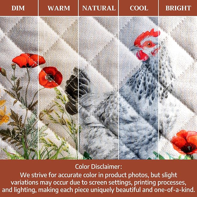Maison d' Hermine Pot Holders 100% Cotton Potholders (8" x 8", Pack of 2) | Heat Resistant Hot Pads with Loop BBQ Cooking Baking Farmhouse Kitchen Handling Hot Pans Spring Summer - Basse Cour