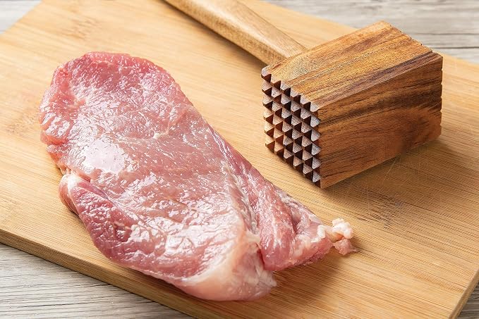 Ironwood Gourmet Acacia Wood Meat Tenderizer, 11.5-inches, Brown | Beautiful Acacia Wood Meat Tenderizer Mallet | Breaks Up Tough Fibers For Better Meals | Seafood & Ice Mallet | Meat Hammer
