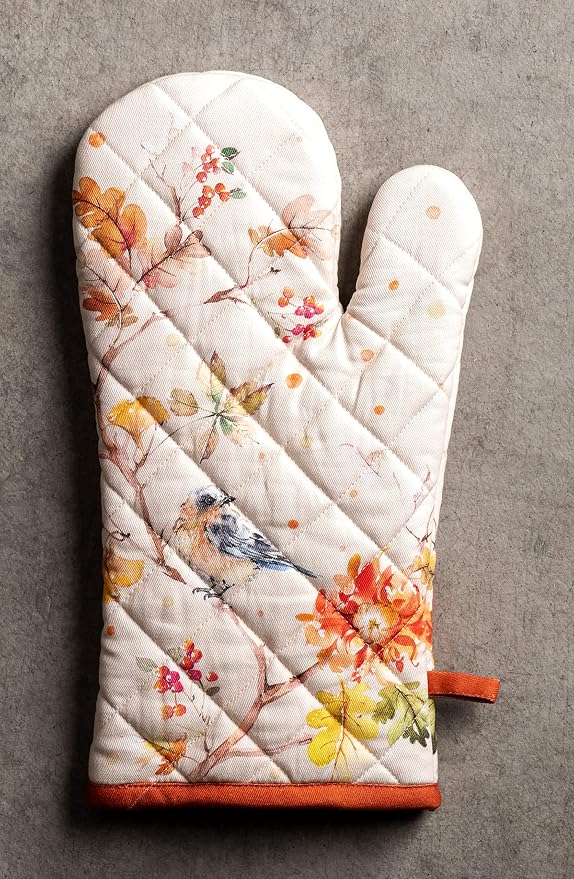 Maison d'Hermine Oven Gloves 100% Cotton Oven Mitt (7" x 13", Pack of 1) | With Loop Heat Resistant BBQ Cooking Gloves Baking Kitchen Handling Hot Pans Thanksgiving Christmas - Kelim - Prairie