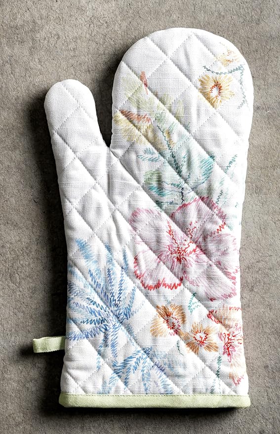 Maison d'Hermine Oven Gloves 100% Cotton Oven Mitt (7" x 13", Pack of 1) | With Loop Heat Resistant BBQ Cooking Gloves Baking Grilling Kitchen Handling Hot Pans Spring Summer - Paradise Island