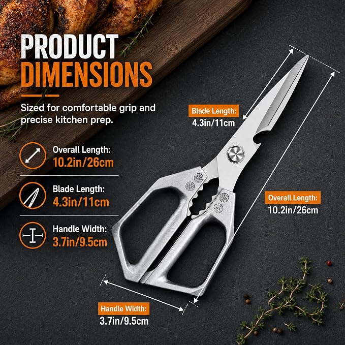 Kitchen Scissors for Food All Purpose Cooking Shears for Meat | Effortlessly Cut Poultry, Meat, Seafood, Vegetables And Herbs With Sharp Japanese Steel Blades Built For Heavy-Duty Prep