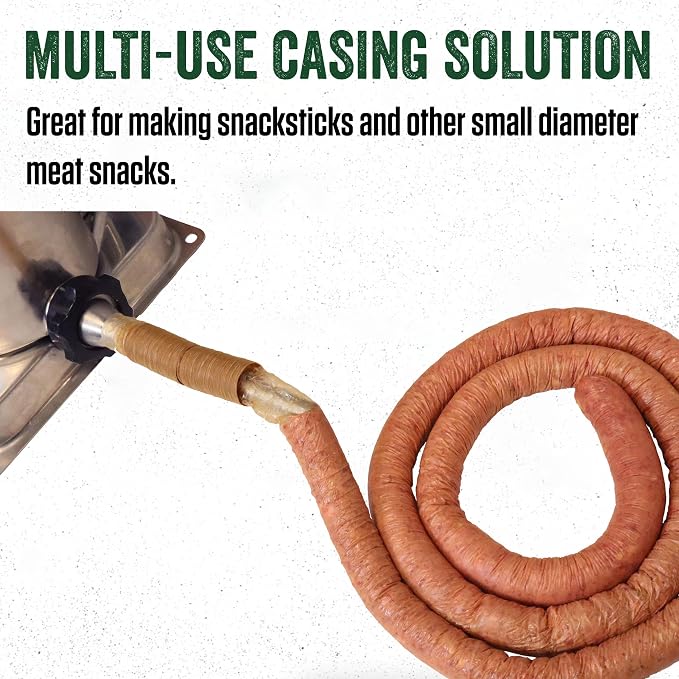 LEM Products Clear Smoked Collagen Casings, 19mm, Edible Sausage Casings, Stuffs Approximately 16 Pounds Per Pack, Great for Snack Sticks, Hot Dogs, Metts, Andouille, Brats, and More, 2-Pack