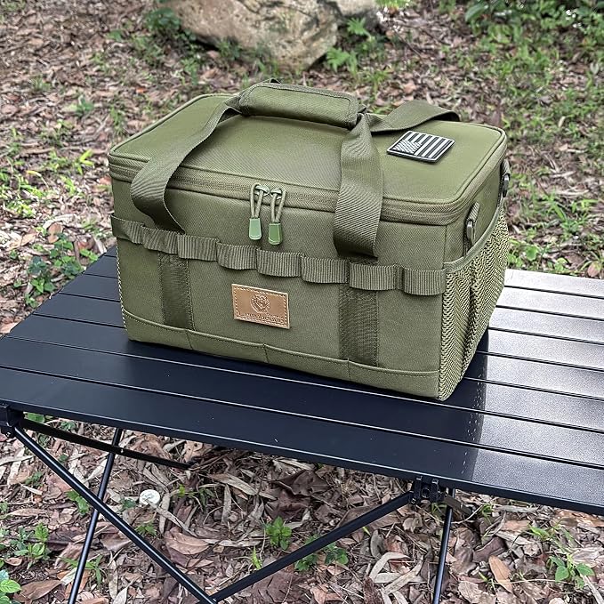 Tactical Camping Storage Bag 18L Tactical Utility Tote Bag Camping Cookware Organizer Trunk Organizer (Army Green)