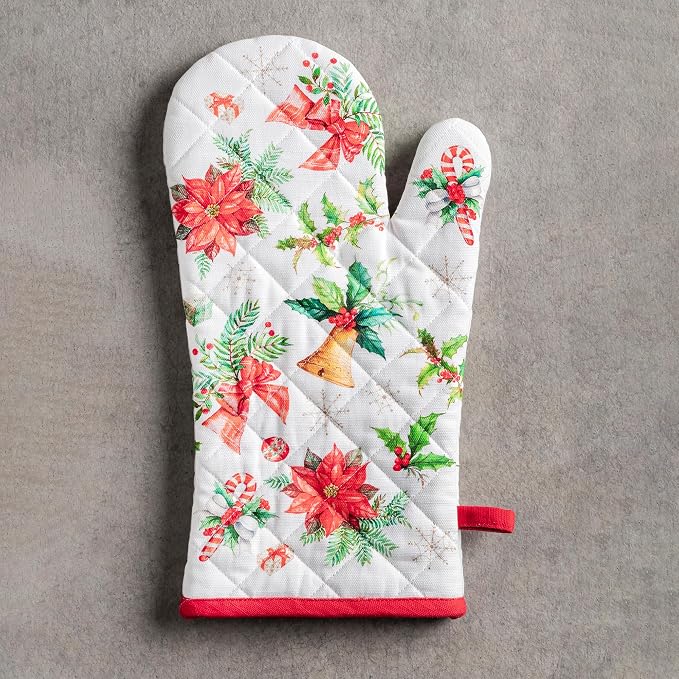 Maison d'Hermine Oven Gloves 100% Cotton Oven Mitt (7" x 13", Pack of 1) | With Loop Heat Resistant BBQ Cooking Gloves Baking Kitchen Handling Hot Pans Thanksgiving Christmas - Chromo