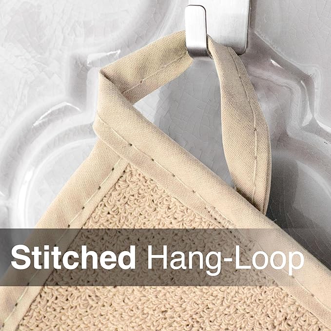 RITZ Terry Potholder & Hot Pad: Unparalleled Heat Resistant, Durable 100% Cotton – Ergonomically Designed for Optimal Grip – Easy-Care Machine Washable – 4-Pack, Latte