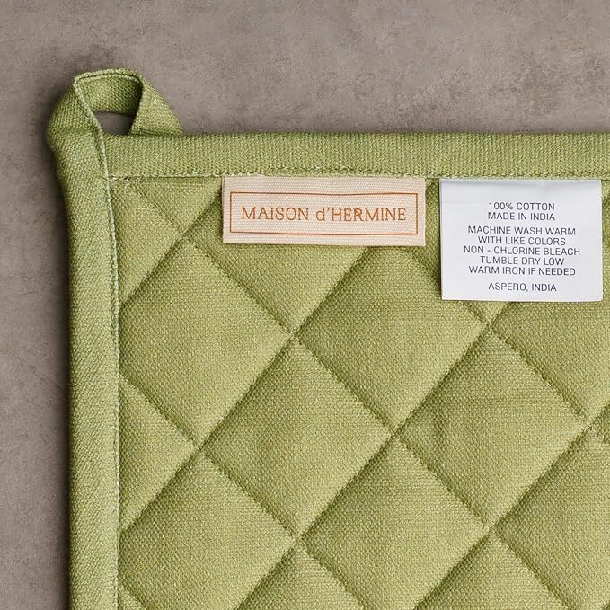 Maison d' Hermine 100% Cotton Oven Mitt & Pot Holder Set (7.5"x13" & 8"x8") | Heat Resistant BBQ Cooking Gloves with Loop Baking Grilling Kitchen Home Farmhouse Thanksgiving Christmas - Mountain Life