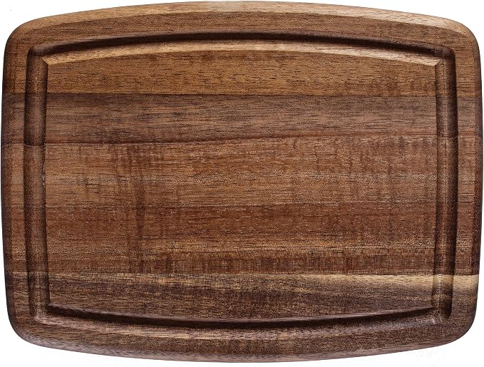 TB Home Acacia Wood Cutting Board with Juice Groove, Wooden Small Cutting Board for Kitchen, 8" x 6" x 5/8"
