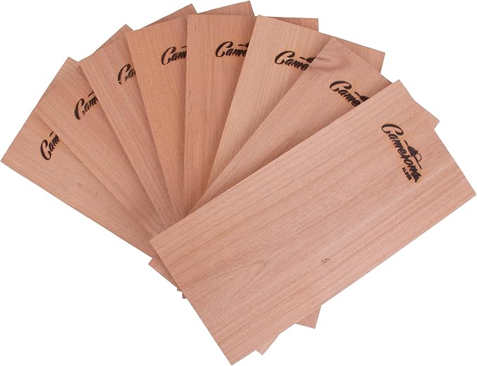 Camerons Alder Grilling Planks - 8 Pack (5.5"x11.5") - Premium Natural Alder Wood - Easily Infuse Smoky Flavor into BBQ Salmon, Fish, Pork, Veggies, and More - Sourced in the USA - Grilling Gift Idea
