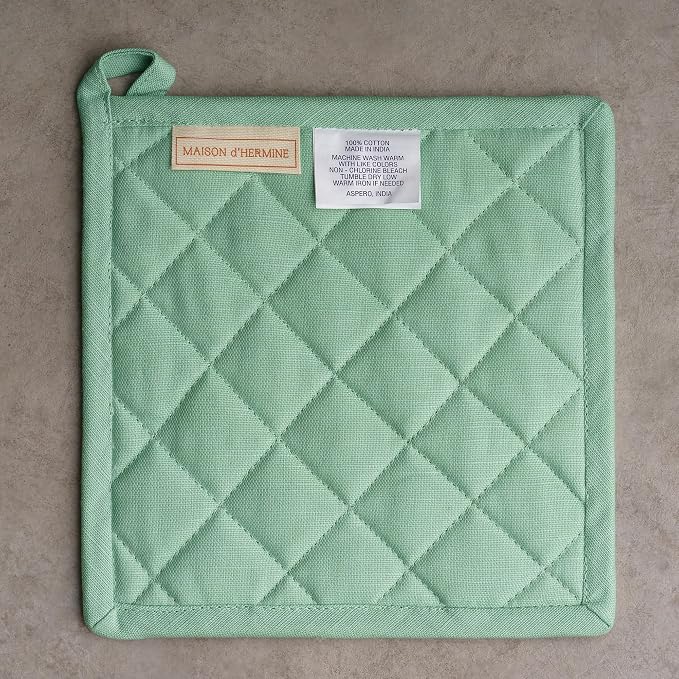 Maison d'Hermine Pot Holders 100% Cotton Heat Resistant Potholders 8" x 8" Hot Pads with Loop BBQ, Cooking, Baking, Grilling, Kitchen, Handling Hot Pans Spring/Summer (Pack of 1, Colmar) | Heat Resistant Hot Pads with Loop BBQ Cooking Baking Farmhouse ...