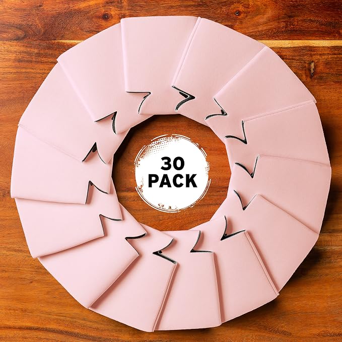 Blank Beer Can Coolers Sleeves (30-Pack) Soft Insulated Beer Can Coolies - HTV Friendly Plain Koolies in Bulk for Beer Cans & Bottles - Coolie Blanks for Vinyl Projects & Wedding Favors (Blush)