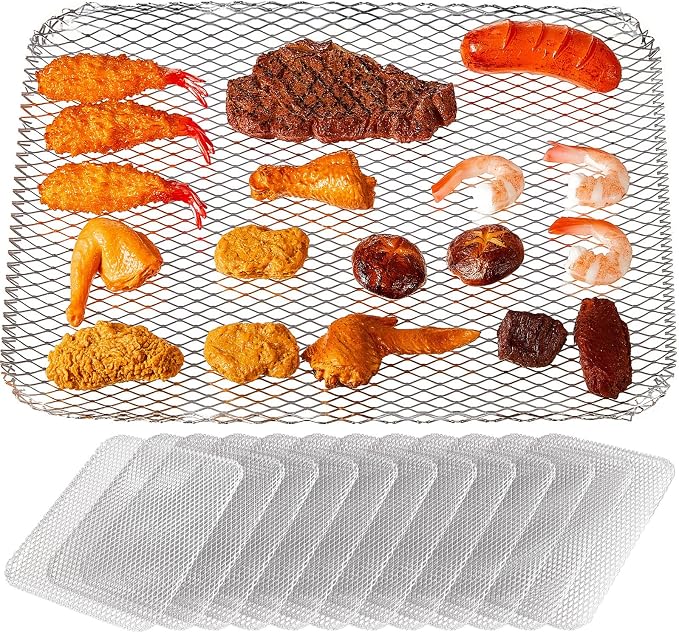 Mifoci 20 Pcs Disposable Grill Topper 16x12 Inch Mesh Mat Disposable Pans Sheets Non Stick Aluminum Grill Grates Liners for Outdoor Grills Cooking Grid Grates Pad for BBQ Camping Picnics Meat