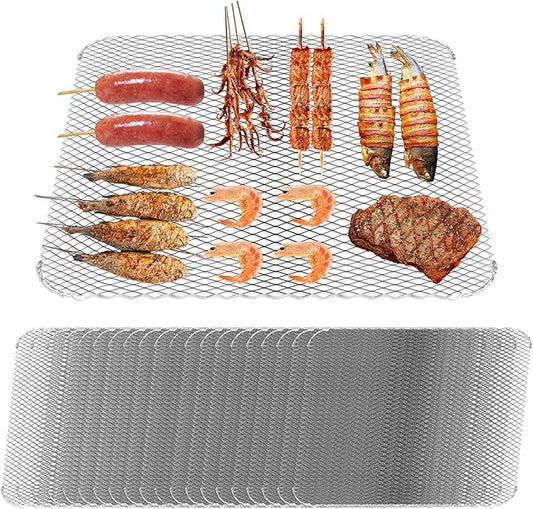 Grill Toppers Set of 10,16x12 Inch Disposable Grill Topper,Non-Stick Aluminum Mats for Outdoor Grills, Easy to Clean
