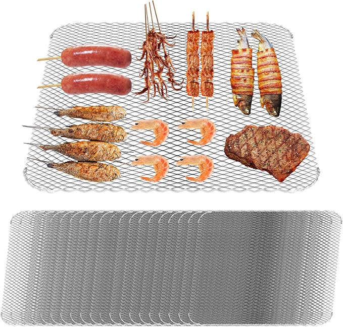 Grill Topper Set of 20,16x12 Disposable Grill Topper,Non-Stick Aluminum Grilling Mats for Outdoor, Easy to Clean Disposable Liners for Outdoor Smoker