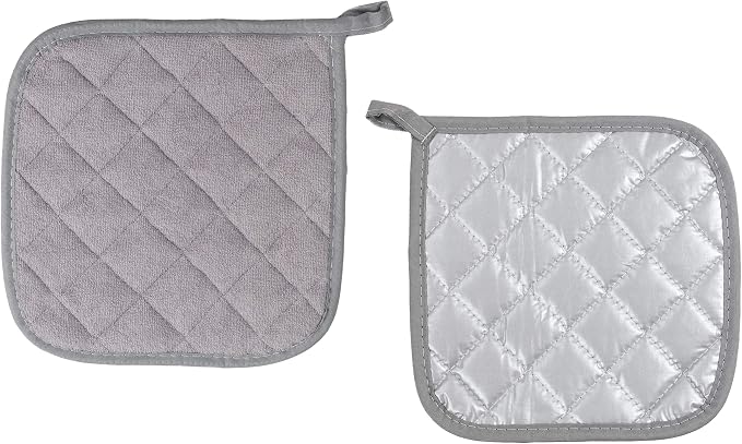 Joyhalo 5 Pack Pot Holders for Kitchen Clearance | Cotton Made, Machine Washable, Heat Resistant Potholder, Hot Pads, Trivet for Cooking and Baking, Grey