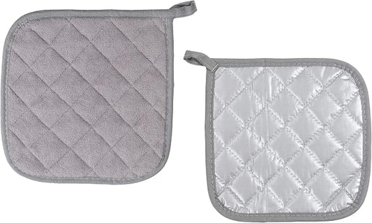 Joyhalo 5 Pack Pot Holders for Kitchen Clearance | Cotton Made, Machine Washable, Heat Resistant Potholder, Hot Pads, Trivet for Cooking and Baking, Grey
