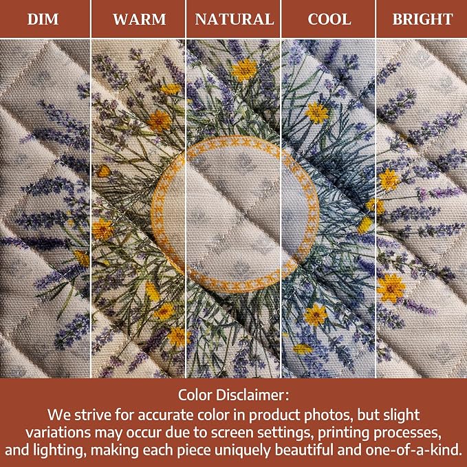 Maison d' Hermine Pot Holders 100% Cotton Potholders (8" x 8", Pack of 1) | Heat Resistant Hot Pads with Loop BBQ Cooking Baking Farmhouse Kitchen Handling Hot Pans Spring Summer - Fanny Lavender
