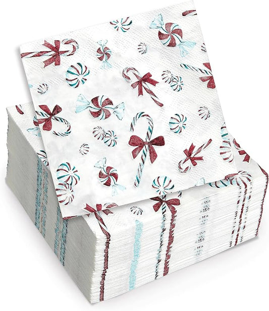 Papyrus Disposable Tabletop Dinnerware Set - Elegant and Sturdy Plates and Cutlery for Any Occasion, Peppermint, Napkins