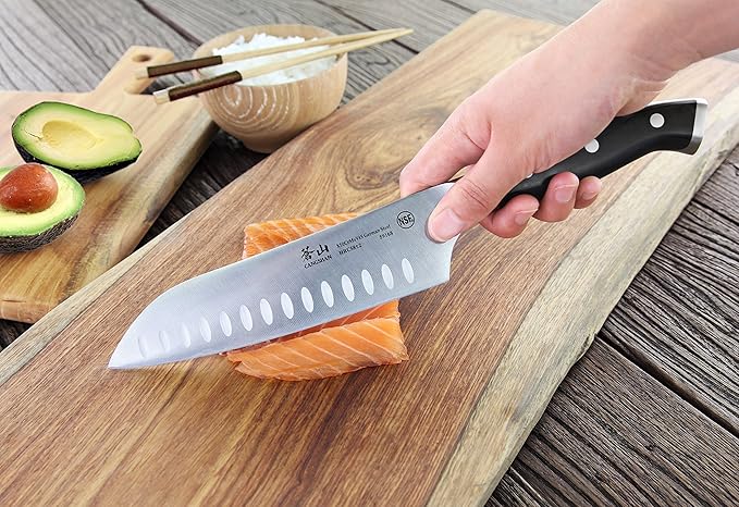Cangshan D Series 59168 German Steel Forged Santoku Knife, 7-Inch