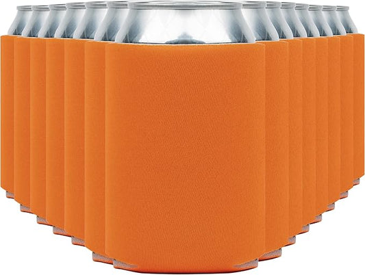 Blank Beer Can Coolers Sleeves (14-Pack) Soft Insulated Beer Can Cooler Sleeves - HTV Friendly Plain Can Sleeves for Beer Cans & Bottles - Blanks for Vinyl Projects Wedding Favors & Gifts (Orange)