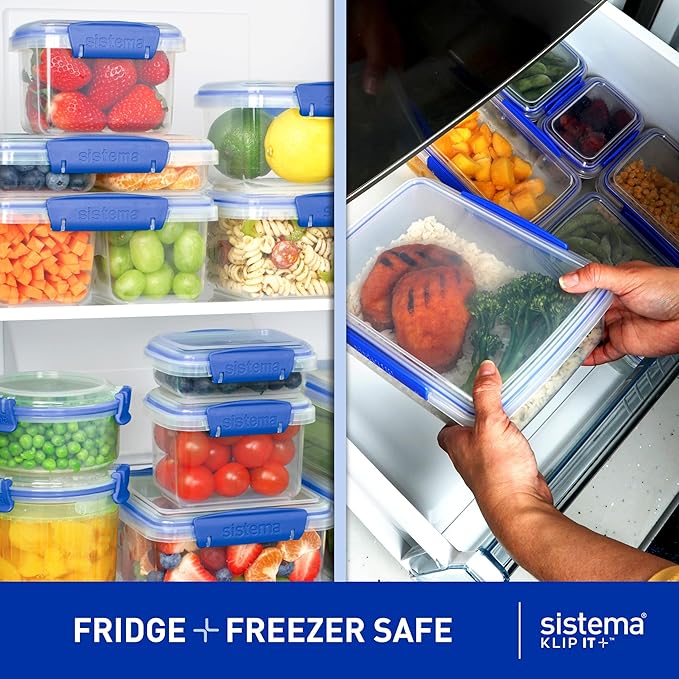 Sistema KLIP IT Large 7L Food Storage Container, Airtight & Stackable, Dishwasher, Freezer, & Microwave-Safe, BPA-Free