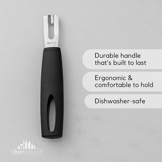 A Bar Above White Handle Gold Blade Channel Knife, Elegant Garnish Tool for Chefs and Bartenders, Citrus Peeler and Lemon Zester for Cocktails, Culinary Dishes, and Home Entertaining