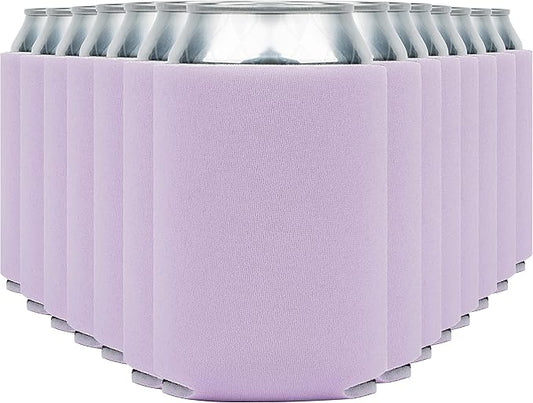 Blank Beer Can Coolers Sleeves (30-Pack) Soft Insulated Beer Can Coolies - HTV Friendly Plain Koolies in Bulk for Beer Cans & Bottles - Coolie Blanks for Vinyl Projects & Wedding Favors (Lavander)
