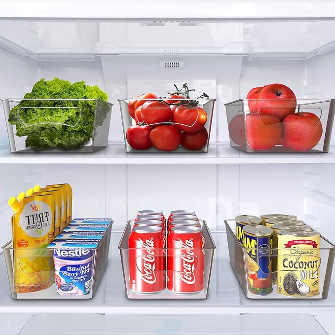 Simple Houseware 2 Pack Clear Fridge Organizer Bin Storage (12"x6"x3.4") | for Cabinet / Pantry / Refrigerator / Freezer / Kitchen