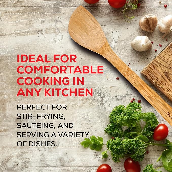 Helen’s Asian Kitchen Stir Fry Spatula and Cooking Utensil, Natural Bamboo, 15-Inch