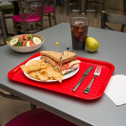 Carlisle FoodService Products CT121605 Café Standard Cafeteria/Fast Food Tray, 12" x 16", Red (Pack of 2)