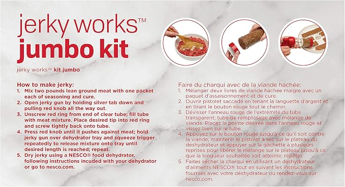 Nesco FD-79 Snackmaster Pro Digital Food Dehydrator for Snacks, Fruit, Beef Jerky, Meat, Vegetables & Herbs, Gray, 4 Trays & Jumbo Works Beef Jerky kit, 1, Red