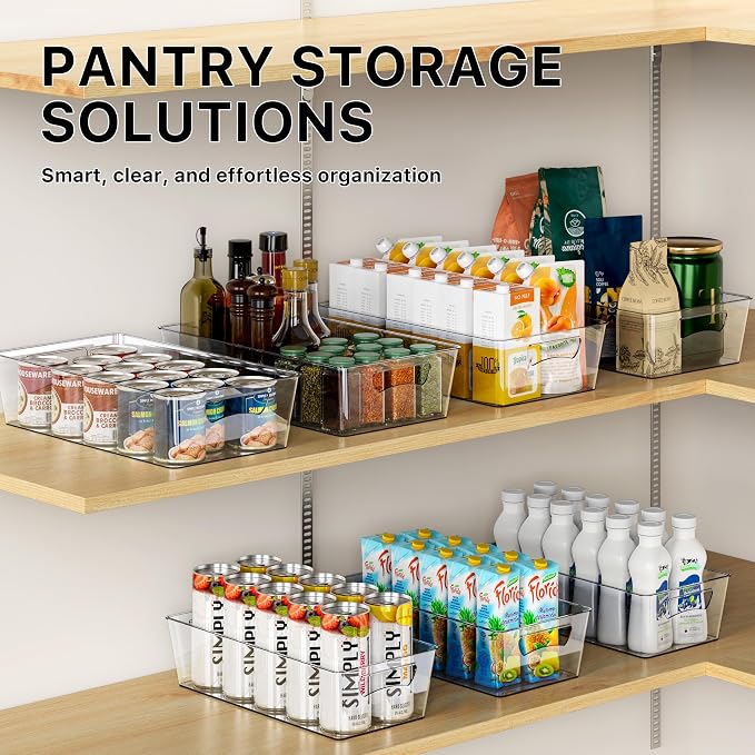 Simple Houseware 4 Pcs Kitchen Clear Bin Storage Organizer 15" x 8" x 3.75"