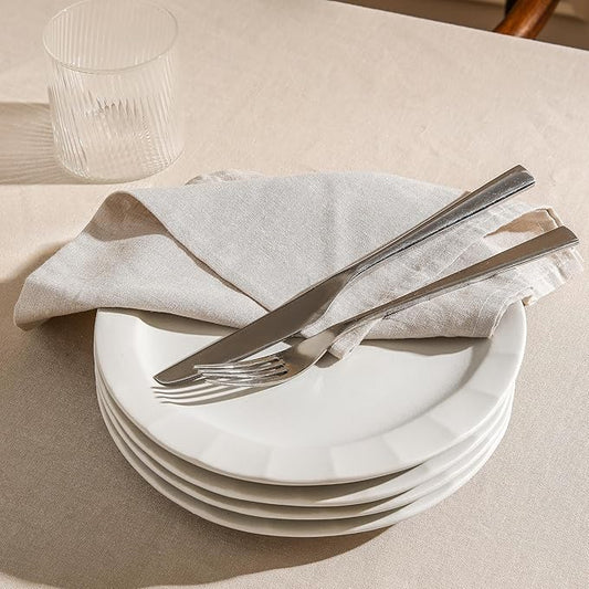 Stone Lain Oasis 4-Piece Dinner Plate Set Stoneware, White