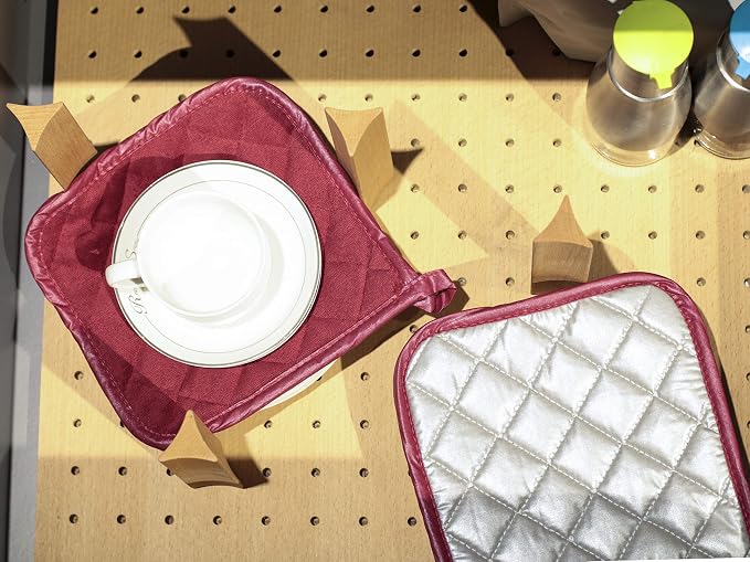 Joyhalo 5 Pack Pot Holders for Kitchen Clearance | Cotton Made, Machine Washable, Heat Resistant Potholder, Hot Pads, Trivet for Cooking and Baking, Ruby