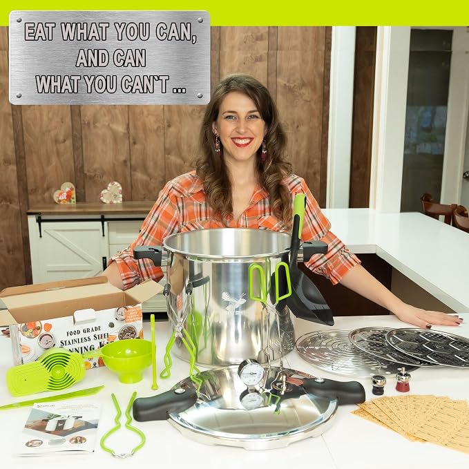 Supa Ant 23 Qt Canning Pot with Canning Supplies Starter Kit - Water Bath Pot with Rack and Lid - Jar Lifter, XL Ladle, Jar Tongs, and Bubble Popper