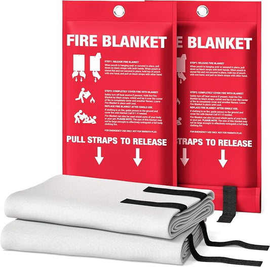Emergency Fire Blanket, 40x40 UM9 Fiberglass, Rated to 1076°F, Smothers Kitchen, Home, RV & Camping Fires, Fire Suppression Blanket, National Park Foundation Partner - Fiberglass 2-Pack