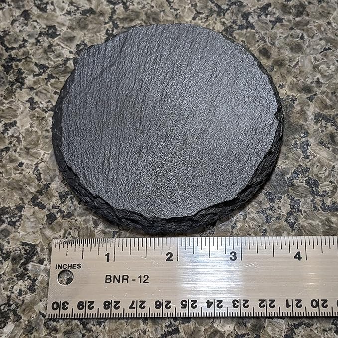 Coast in Style: Rustic Slate Coasters with Motorcycle Design - Round Slate - Set of 6