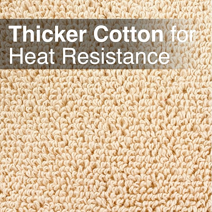 RITZ Terry Potholder & Hot Pad: Unparalleled Heat Resistant, Durable 100% Cotton – Ergonomically Designed for Optimal Grip – Easy-Care Machine Washable – 4-Pack, Latte