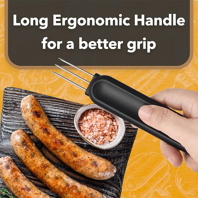 IMPRESA Extra Long Sausage Pricker Tool - Burst Prevention & Sausage Casing Pricker - Comfort Grip & Meat Tenderizer - Pack of 2, 6.5 x 1 in