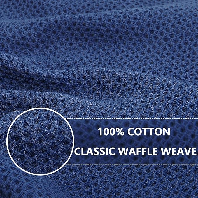 Homaxy 100% Cotton Oversized Waffle Weave Kitchen Towels, 7-Pack, Navy Blue | 20 x 28 Inches, Ultra Soft Absorbent Dish Towels, Quick Drying Large Cleaning Towels