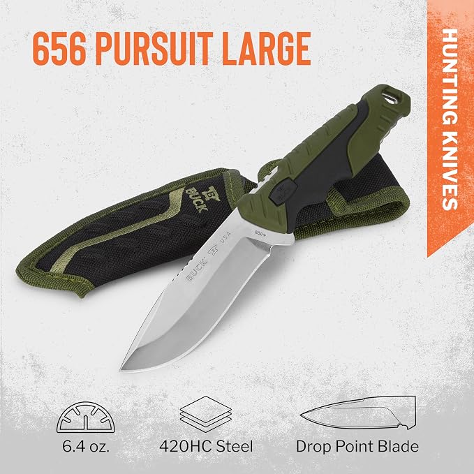 Buck Knives 656 Pursuit Large Fixed Blade Hunting Knife, 4-1/2" 420HC Steel Blade