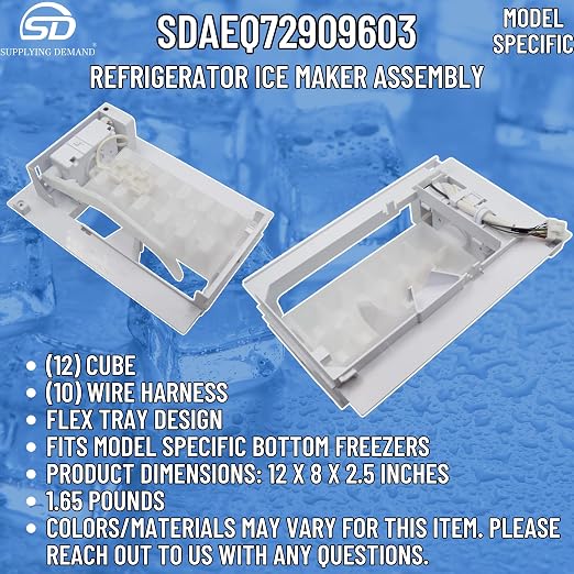 Supplying Demand AEQ72909603 2216335 Refrigerator Ice Maker Assembly Replacement Model Specific Not Universal