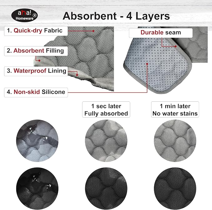 Bathroom Sink Splash Guard Oval-Hole Rectangle-Hole: AHA HOMEWARE, Faucet Mat for Bathroom Sink Oval Base , Bathroom Sink Water Splash Guard Centerset Rectangle Base (Black & Gray)