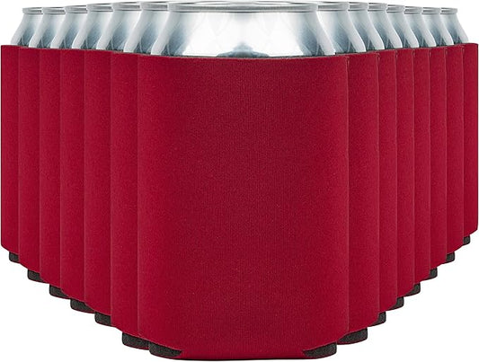 CURRENT CO. Blank Beer Can Cooler Sleeves (60-Pack) Soft Insulated Coolies - HTV Friendly Koolies in Bulk for Cans & Bottles Coolie Blanks Vinyl Projects Wedding Favors (Red)