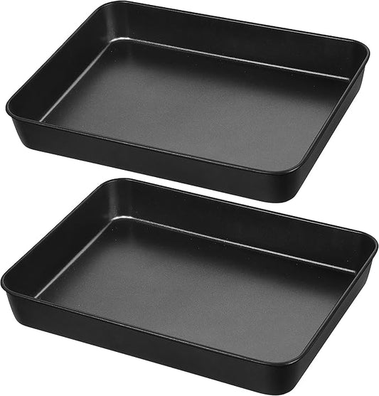 Herogo Deep Baking Pan Set of 2, 8 X 10.5 Inch Non-Stick Sheet Cake Pan for Oven, Rectangle Stainless Steel Lasagna Brownies Casseroles Cakes Bakeware, Oven Safe