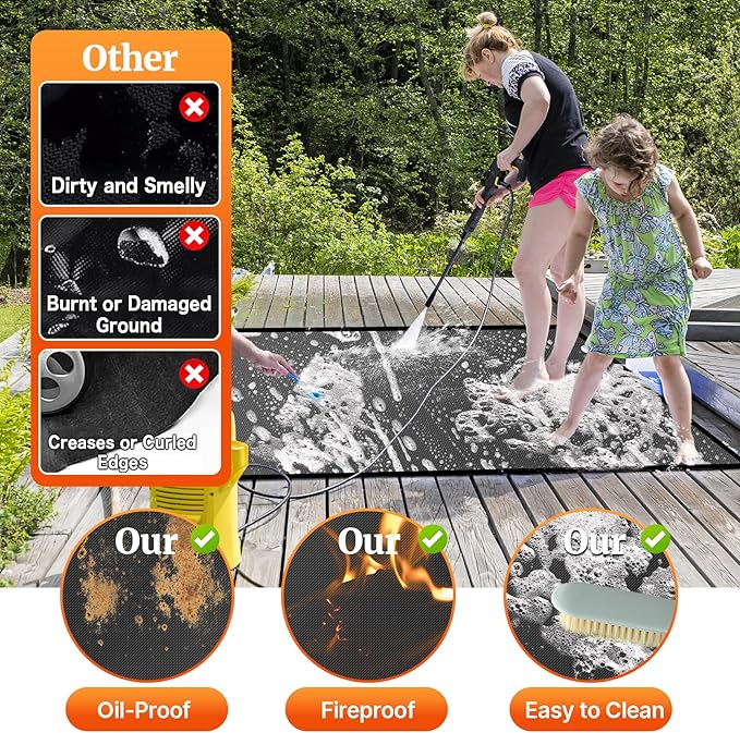 42 X 30 inches Hearth Rugs for Fireplaces Fire Resistant / Gas Grill Splatter Mat Fireproof Waterproof Oil-Proof, Fireproof Mat Heat Resistant BBQ Floor Mat Protect Mat Floor Protective Rug Reusable