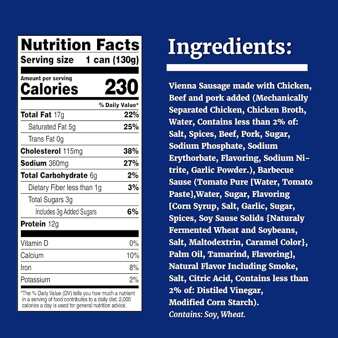 Libby's Vienna Sausages with Barbecue Sauce, Canned Sausage, 4.6 oz (Pack of 24)