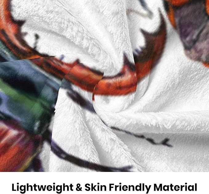 Colorful Beetle Insect Print Blanket 60"x80" - Ultra Soft Flannel Fleece Throw for Adults & Kids, Bug Lover Gift, Cozy Lightweight Blankets for Couples & Children, All-Season for Bed/Couch/Camping