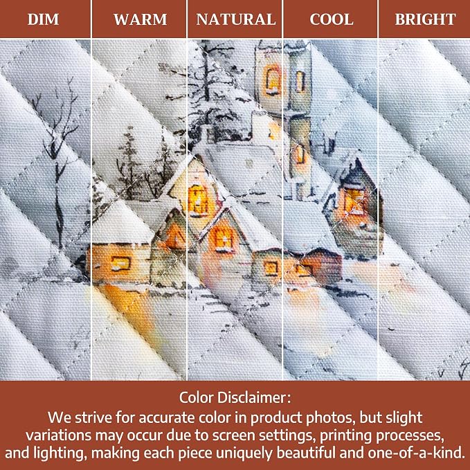 Maison d' Hermine Pot Holders 100% Cotton Potholders (8" x 8", Pack of 2) | Heat Resistant Hot Pads with Loop BBQ Cooking Baking Hotel Kitchen Handling Hot Pans Thanksgiving Christmas - Neige de Noel